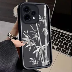 Cover Protettivo in Silicone Flessibile Shockproof con Motivo a Stampa in Bambù