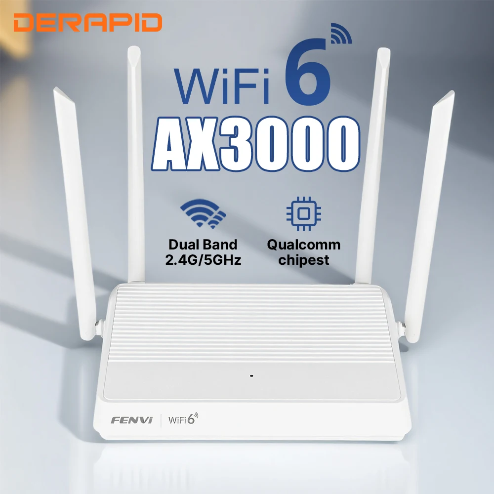 FENVI AX3000 WiFi 6 Mesh Yönlendirici - Ev için 4 Yüksek Kazançlı Antenli Kablosuz Menzil Genişletici 2.4G/5GHz Gigabit Sinyal Amplifikatörü