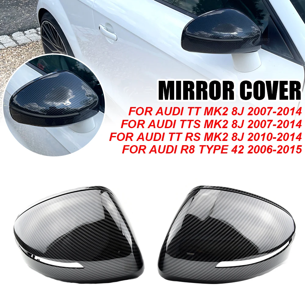 Tappo Di Ricambio Per Specchietto Retrovisore Laterale Per Audi Tt Tts Tt Rs 8J Mk2 07-14, R8 42 07-15 In Fibra Di Carbonio Lucido