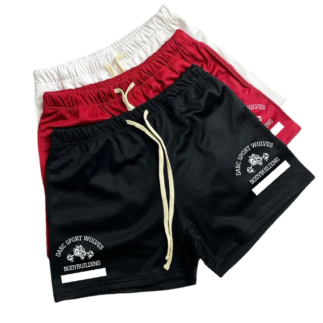 

Men new Fitness Bodybuilding Shorts Summer Gym Workout Male Breathable Mesh Quick Dry Sportswear Jogger Beach clothing