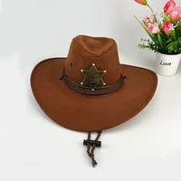 Western Cowboy Hat Retro Sheriff Cap Sunscreen With Wind Rope Hat Men And Women Horseback Riding Tourism Fishing Sunshade Cap 2
