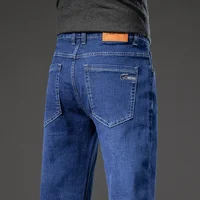 2024 Spring Autumn Men's Straight Jeans Denim Pants Classic Style Business Stretch Casual Trousers Large Size 40 42 44 46 1