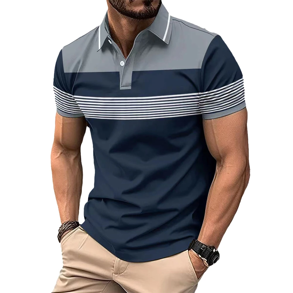 

Tops Mens T Shirt Blouse Breathable Business Tops Buttons Casual Formal Handsome Short Sleeve Slim Fit New Stylish