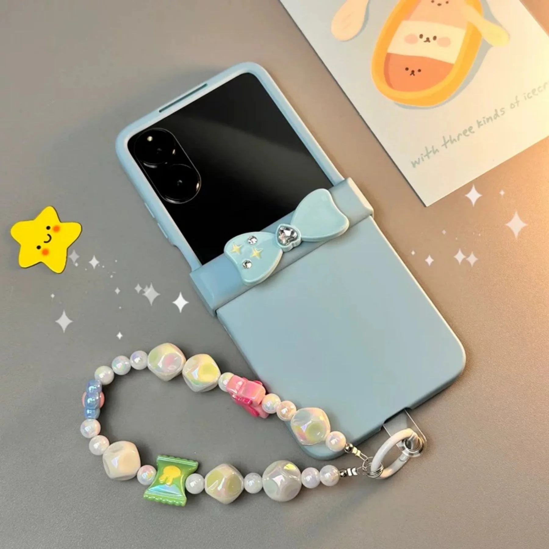 Solid Color Cute Pink Bow Korean Leather Rope Phone Case - Shockproof Back Cover