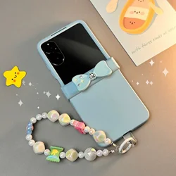 Solid Color Cute Pink Bow Korean Leather Rope Phone Case - Shockproof Back Cover for 50ultra(60Pro) (E)
