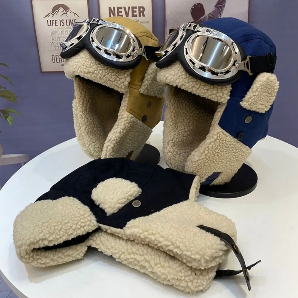 

Теплая шапка-пилот Lei Feng, модная зимняя утепленная шапка для катания на лыжах, бархатные наушники, Брезентовая шапка для защиты глаз