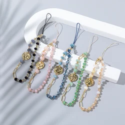 Fashion Women Colorful Telephone Lanyard Crystal Beaded Mobile Phone Chain Anti-Lost Cellphone Hanging Cord Jewelry Accessory