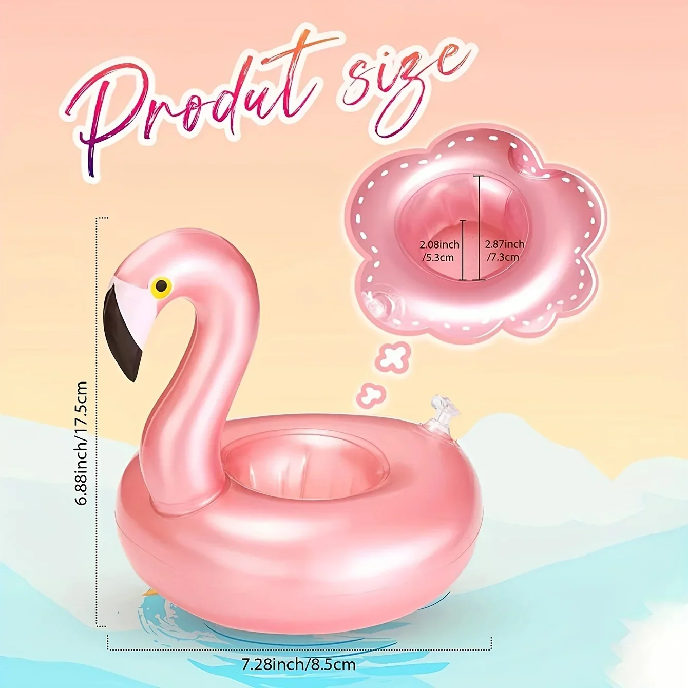Inflatable Flamingo Cup Holder Water Coaster Floating Drink Accessory