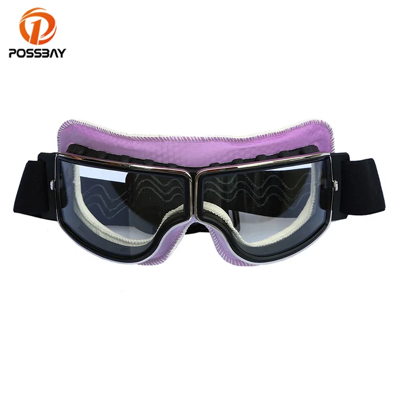 

POSSBAY Motorcycle Goggles Leather Classic 2018 New Design Moto Glasses Ski Bicycle Bike Outdoor Motocross Googles