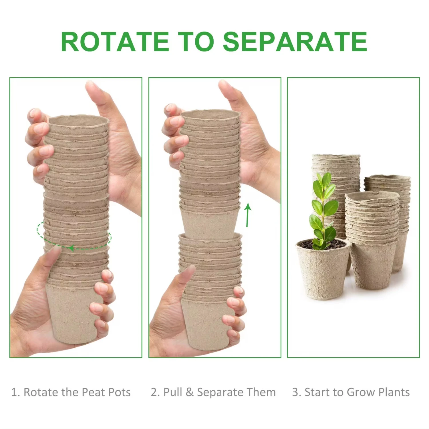 Biodegradable Peat Pots Plant Starters with Plant Labels-Herb Seed Starter Kits (15 Pcs)