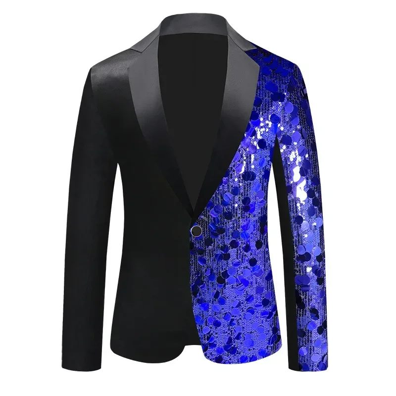 Blazer Jacket Men Luxury Sequin Suit Single Button Coats