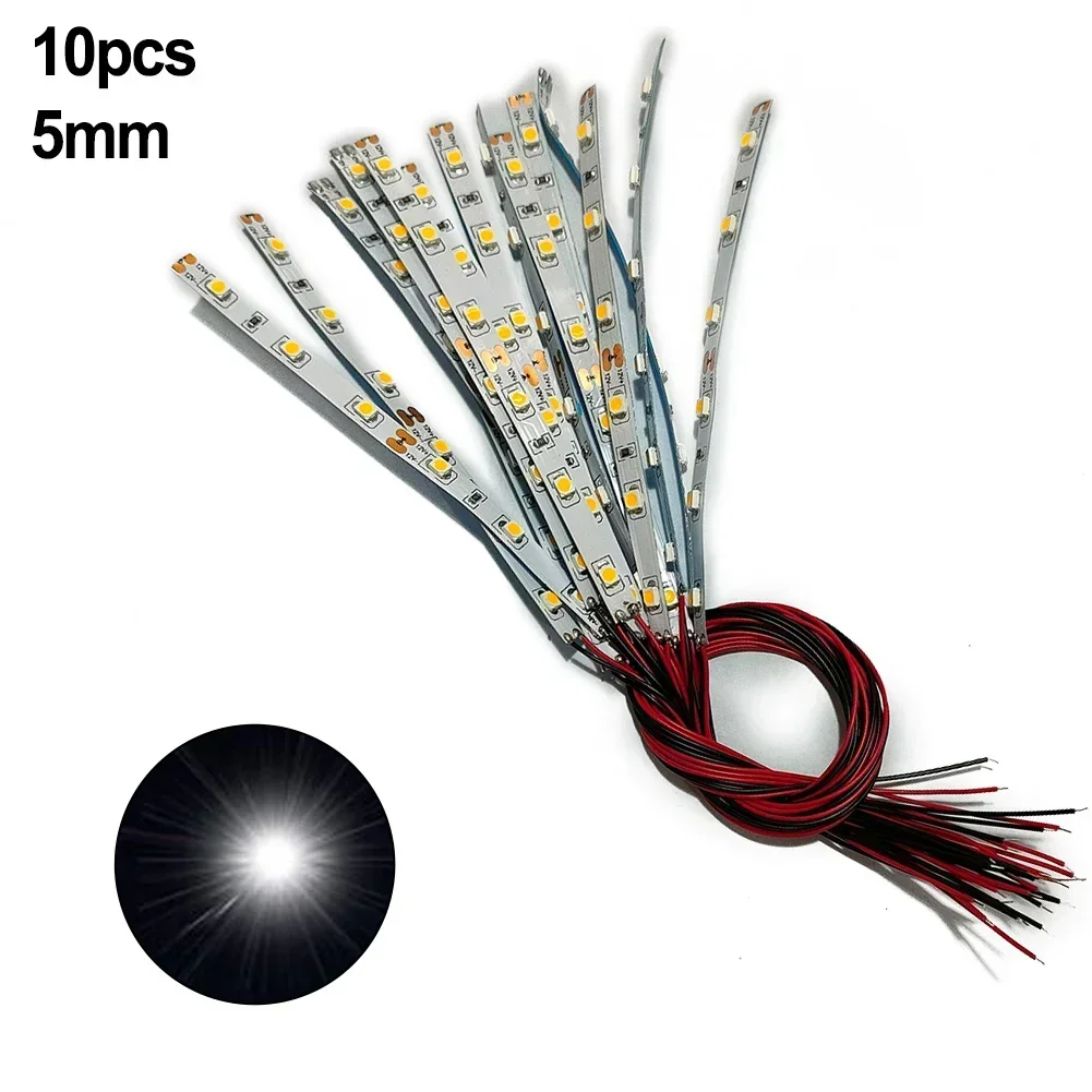 10pcs Pre Wired White Strip 6 Led LED Light Self-adhesive Flexible 12V~18V Perfect For Railway & Building Layout 2