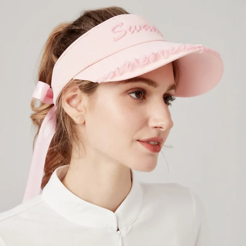 Swan Love Golf Women's Hat Fashion Breathable Empty Top Hats Korean Golf Cap Lace Side Sun Visor Sports Caps for Ladies
