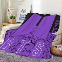 Flannel idol warm KPOP comfort soft plush blanket for art Band sofa living room office bedroom cartoon travel gift b-B-BTSs-s 2