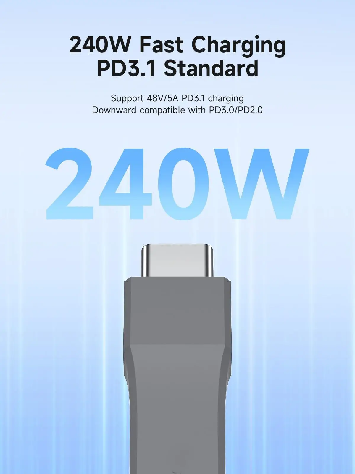 รูปสินค้า สายชาร์จ USB-C 240W 40Gbps สำหรับ iPhone iPad SSD