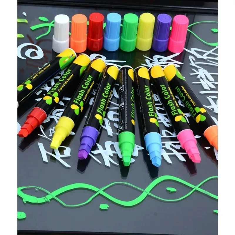 형광 마커 펜 세트 DIY 낙서 아트 드로잉 펜 LED 쓰기 보드에 대 한 다기능 유리 칠판 형광펜 펜