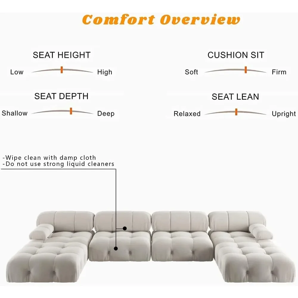 Description Picture 5 of itemliving room sofas Sectional Sofa, Modular Sectional Couch with Ottomans- L Shaped Couch for Living Room, 4 Seater Sofa Sets,104"