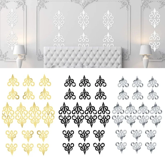 10PCS 3D Acrylic Hollow Reflective Mirror Wall Stickers Removable DIY Cabinet Decals Art Murals Room Wall Decor for Home