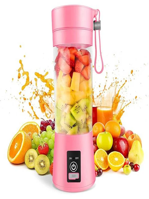 Portable Juice Blender with Stainless Steel 6 Blades Battery Powered USB Mini  Blender for Shakes and Smoothies - White