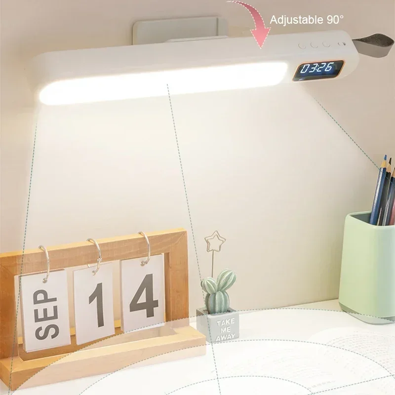 Table Lamp LED Desk Lamp With Clock Magnetic Light Multi Functional Night Light Rotatable Timing Lamp For Bedroom Table Reading 2