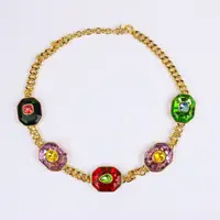 Ensemble de bijoux en cristal pour femmes, collier de luxe en cristal, boucles d'oreilles, accessoires Dopamine colorés 5