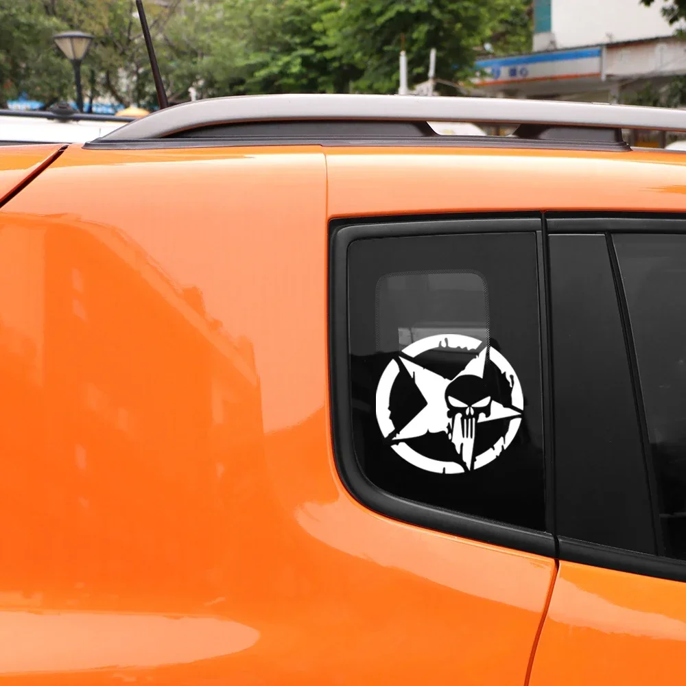 2x Chrome Metal Pentagram Star Car Emblem Badges - Trunk & Window Decal Stickers