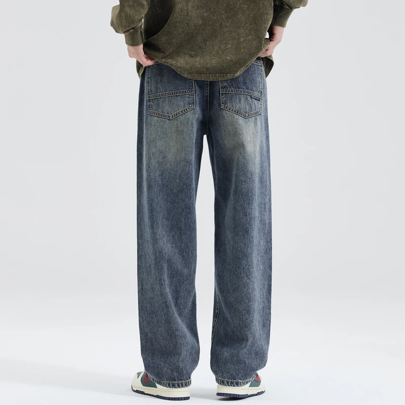 Y2k جينز فضفاض عتيق للرجال موضة مستقيمة ملابس الشا...