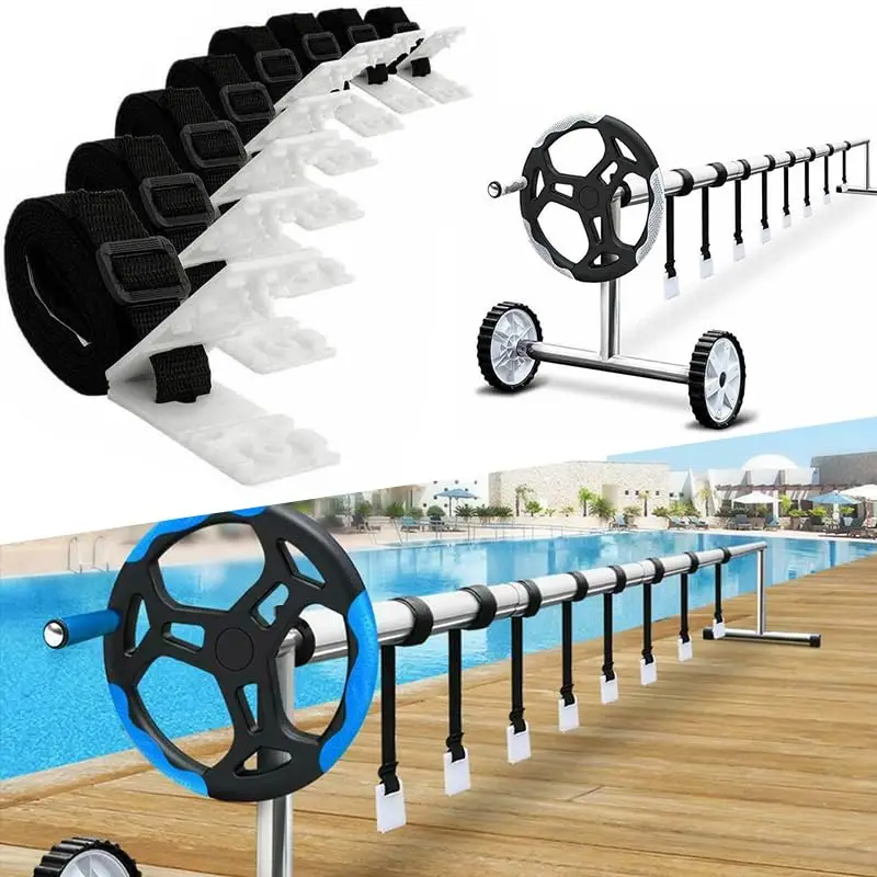 

24pc Pool Solar Cover Reel Attachment Kit,Solar Cover Reel Straps Solar Blanket Straps Kit for Universal In Ground Swimming Pool