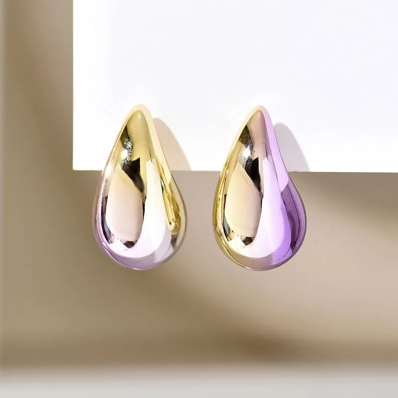 CLASSYZINT Chunky Two-Tone Circle Dangle Earrings - Gold & Silver, Brass, Hypoallergenic, No Gemstone