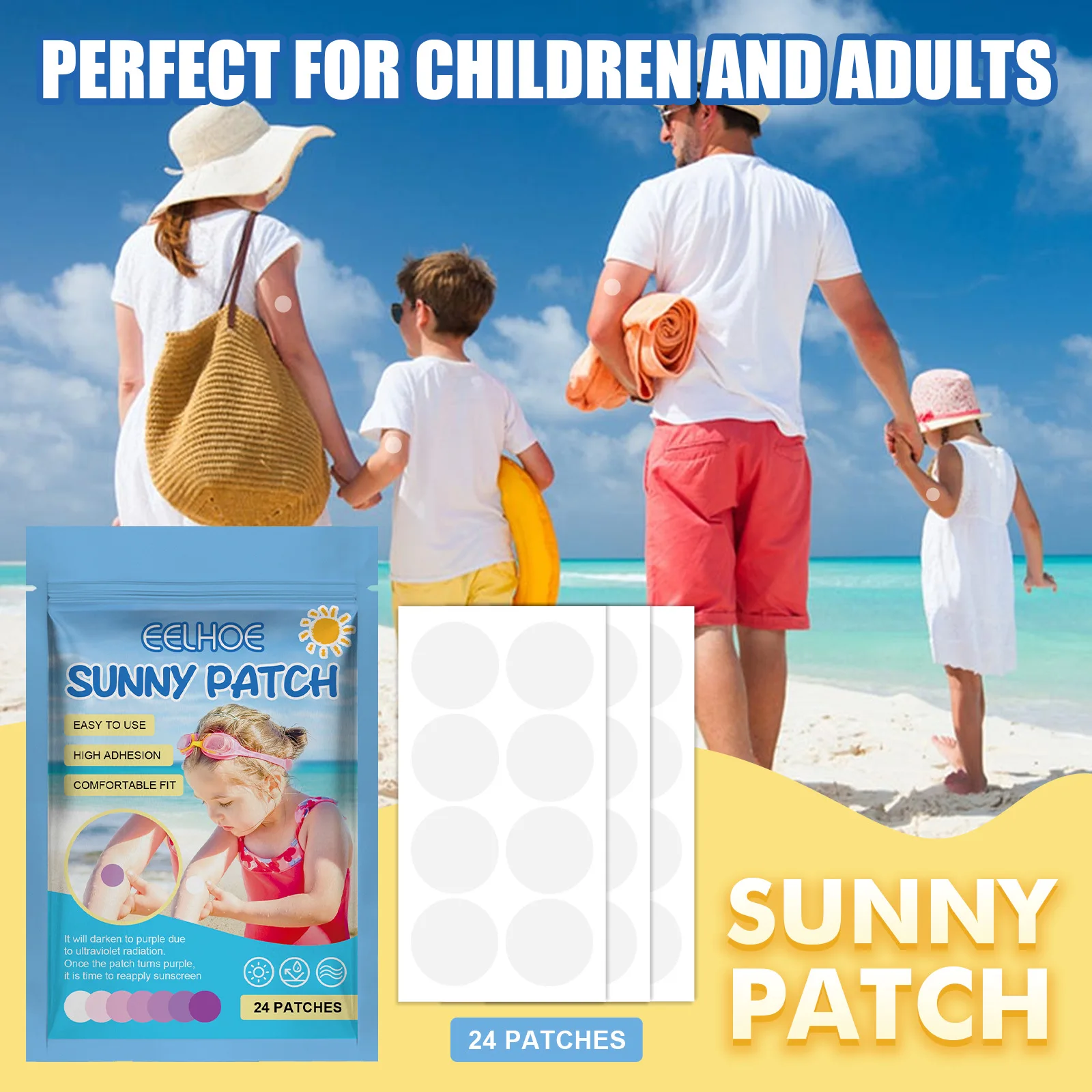 Sunscreen Patches Adult Children Sunblock UV Protection Beaches Parks Picnic Waterproof Self Adhesive Sunny Stickers Skin Care