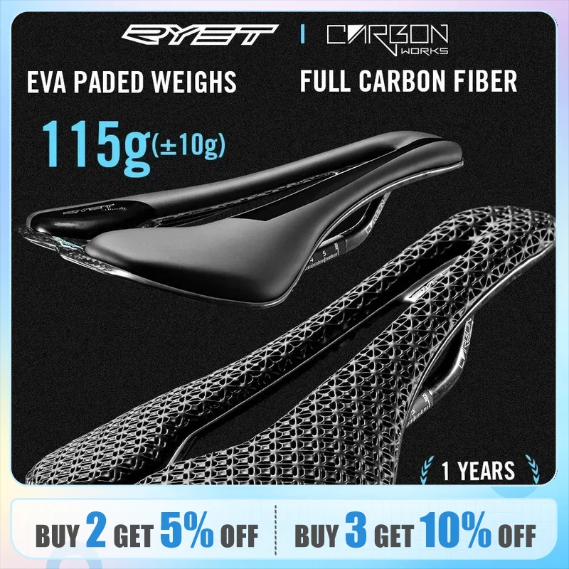Selle Vtt Carbone Selle Vélo Route Carbone Imprimée 3D West Biking - 185g, Creuse, Confortable, Rails 7x9mm Velo Route Carbone