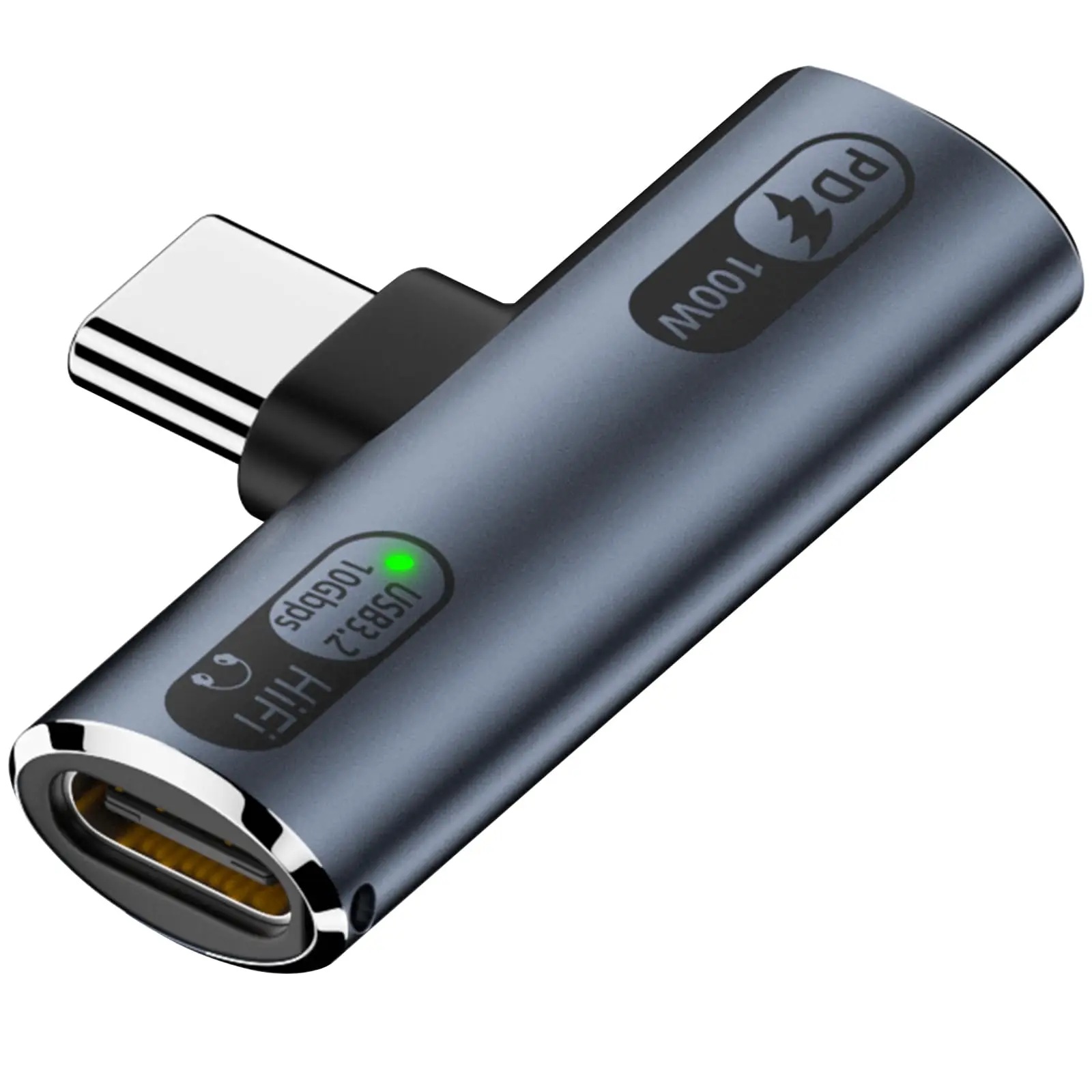 100W 충전 포트가 있는 2-in-1 USB C 분배기, 듀얼 USB 타입 C 헤드폰 및 충전 어댑터 동글, 충전 및 음악 지원