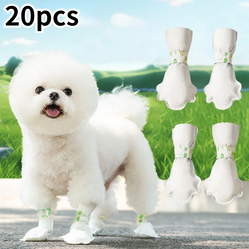 20Pcs/Bag Pet Dog Disposable Shoe Covers Waterproof Non-slip Dog