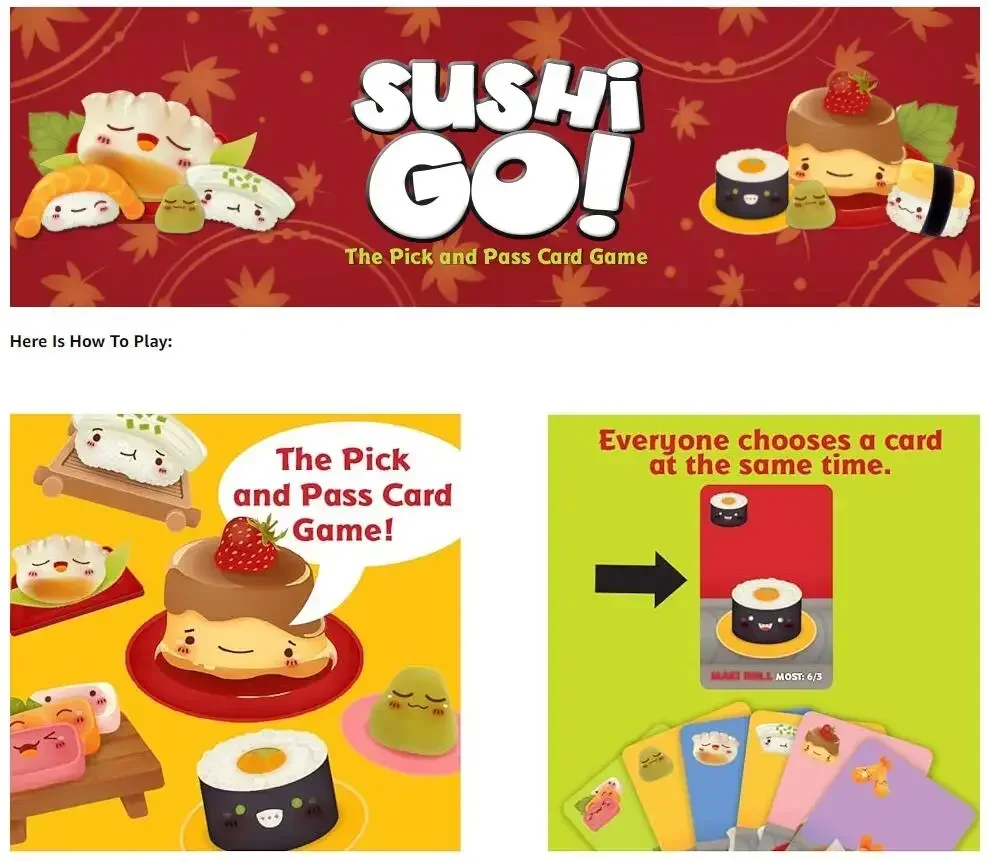 Interesting personality Sushi Go Card Game Family Gathering Game Board Game Cards Christmas Gifts Toys 3