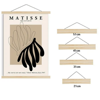 소나무 목재 자석 포스터 액자, 목재 행어 프레임, 캔버스 벽 예술 공예 프레임, 21cm-51cm 상품 이미지