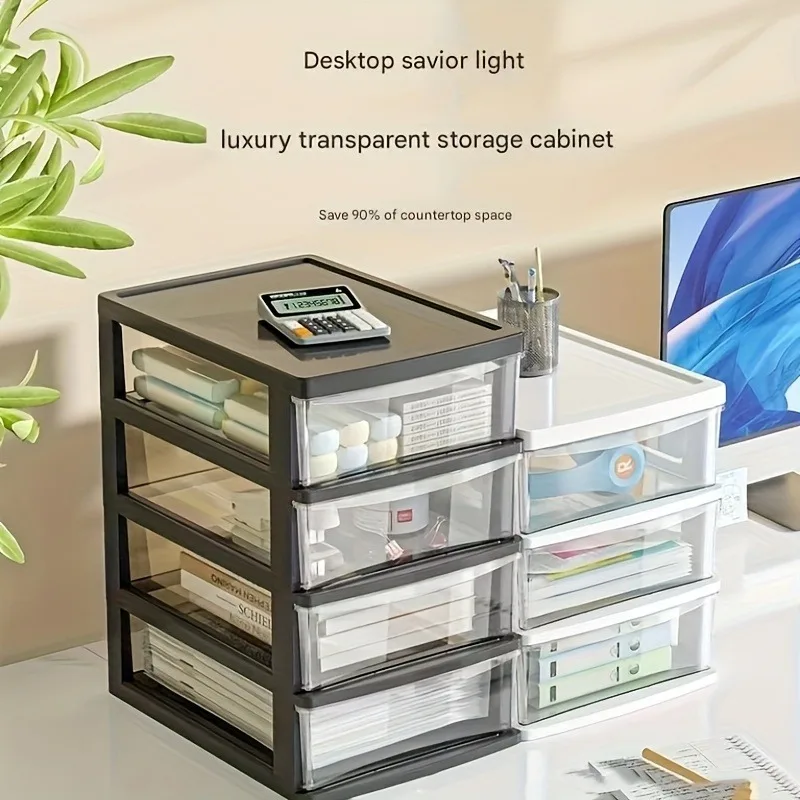 Office Desktop Storage Box Transparent Drawer Style Cosmetics Stationery Student Desk Raised Japanese Style Bar Storage Box Storage Box Self Adhesive Storage Box Desk Organizer Transparent Storage Box Storage Organizer