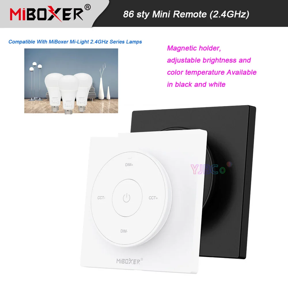 MiBoxer  86 sty Color Temperature 2.4G Mini Remote Control single color adjust LED light Bulb Dimmer switch dimming Controller security surveillance mini hd 1080p camera remote control baby monitor magnetic rotation adjust install wireless netcam free app