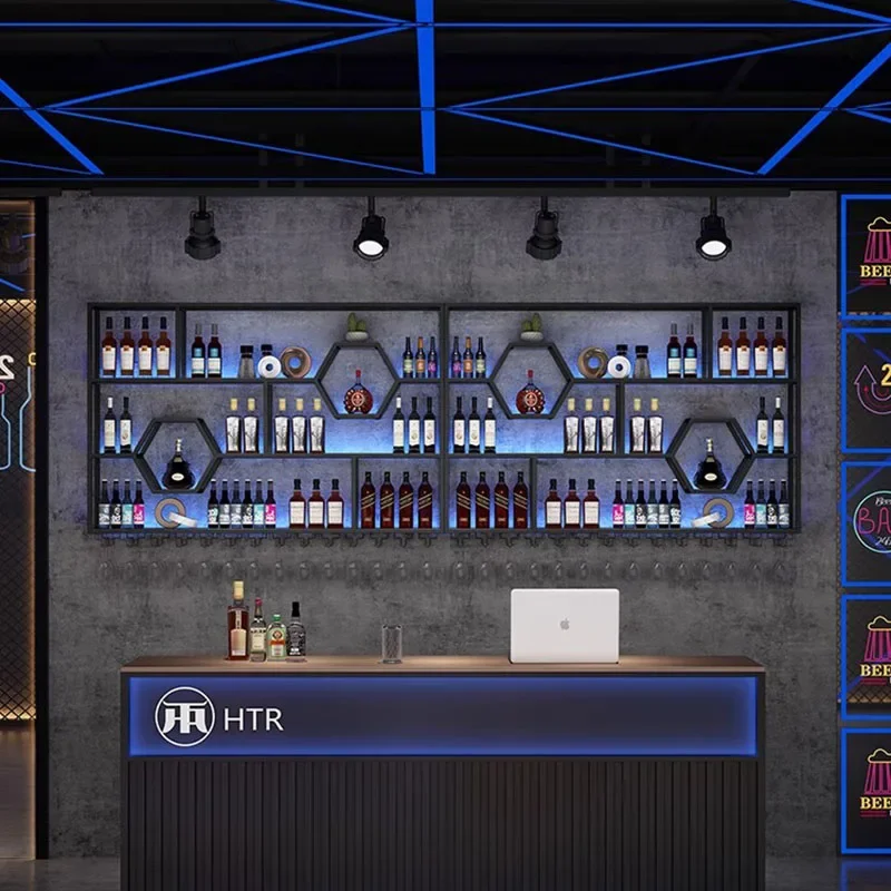Display Industrial Wine Cabinets Commercial Wall Mounted Modern Unique Wine Racks Storage Bar Adega Barzinho Home Decoration