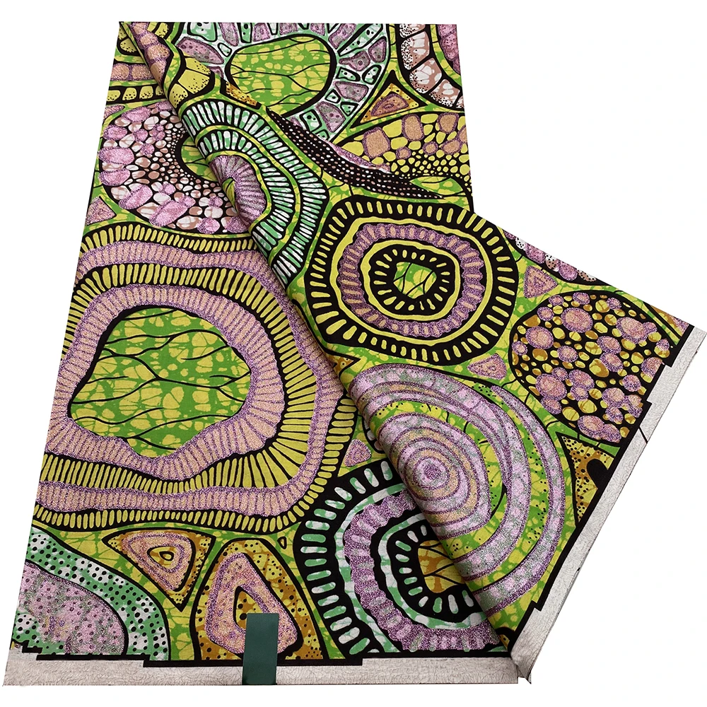 Latest African Golden Grand Super African Wax Prints Fabric Ankara Wax 6Yards African 100% Cotton Fabric for Party Dress Y08 5