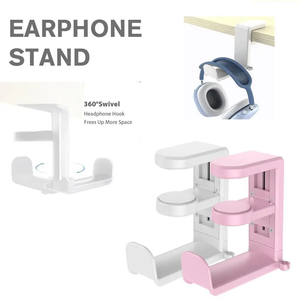

Headphone Bracket Swivel Mounted PC Gaming Headset Stand Holder Under Desk Hanger Hook Earphones Display Stand