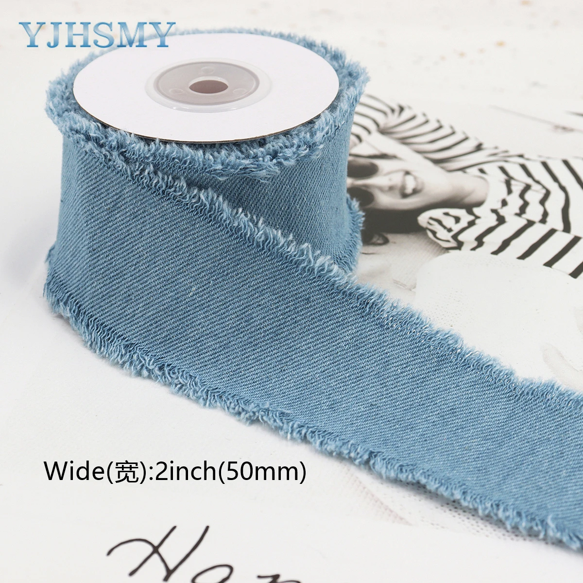 Ruby Ribbon Denim Denim Fabric SUPERFINDINGS 5-Roll Ribbon - Frayed Fringe Cotton Jean ...
