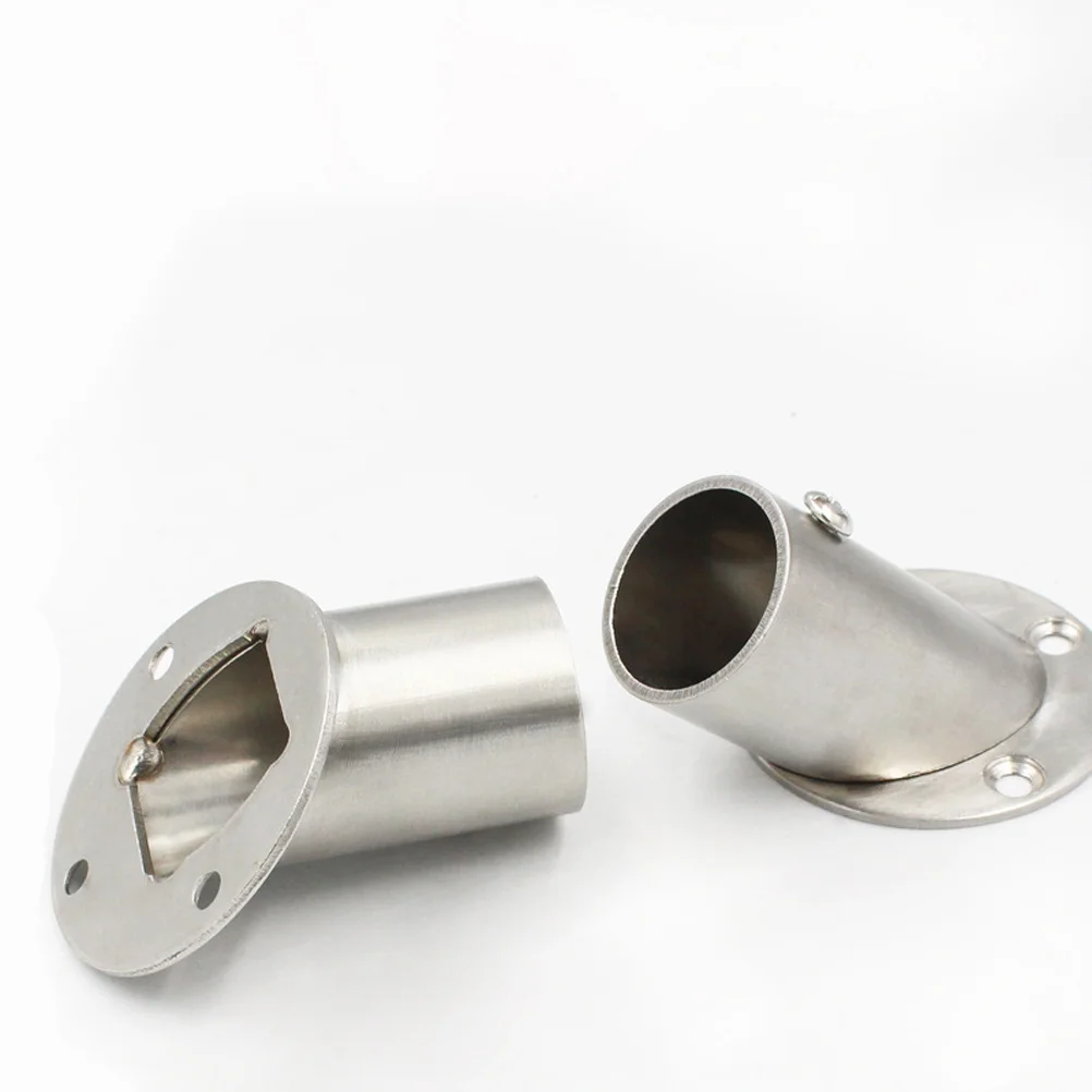 2 Pcs Angled Clothes Rail Ceiling Curtain Rod Bracket Shower Window Socket Towel Bar Brackets Closet Holders Pole for Wall