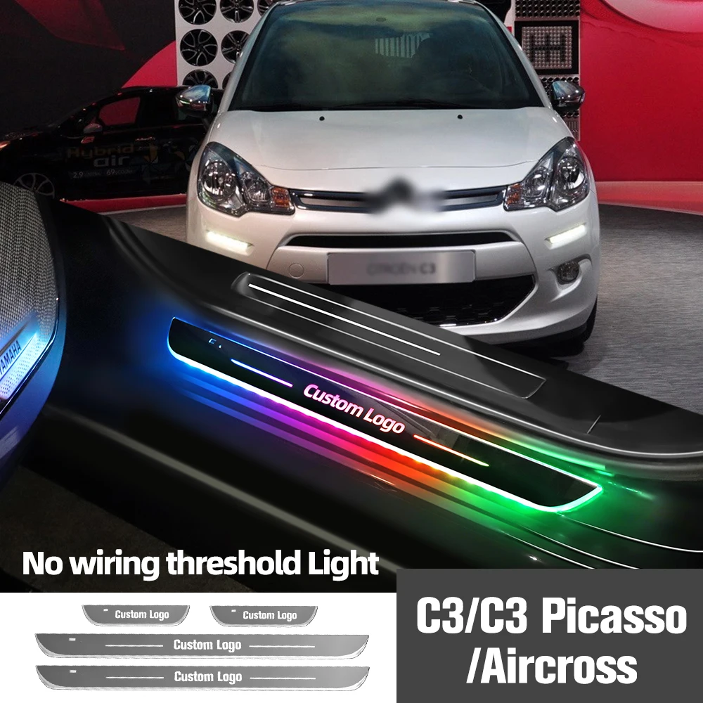 

For Citroen C3 C3 Picasso Aircross 2002-2023 Car Door Sill Light Customized Logo LED Welcome Threshold Pedal Lamp Accessories