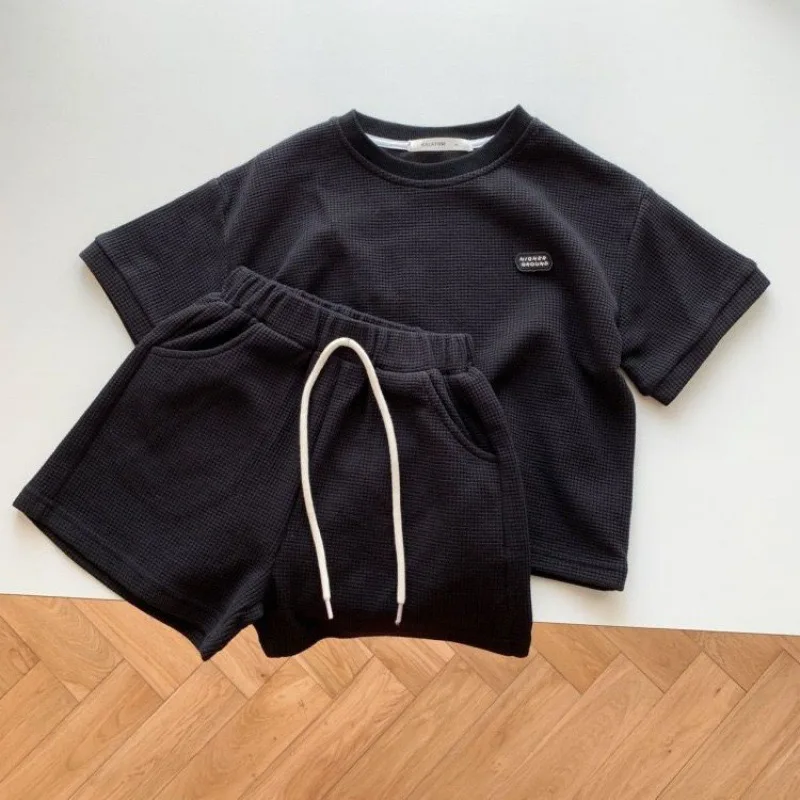 baby clothing set essentials Infant clothes 0-6 years old summer boys striped T-shirt girls baby waffle cotton round neck short sleeve shorts two-piece set baby outfit matching set