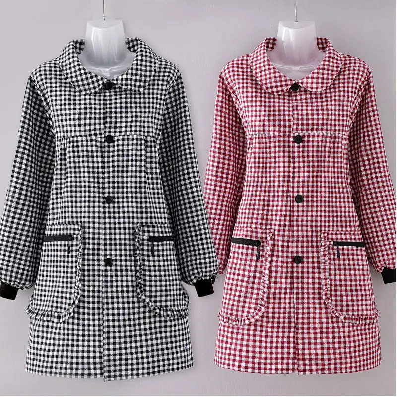 

Fashion cotton long-sleeved apron household kitchen dirty Korean dirty waterproof smock dust-proof clothes for work