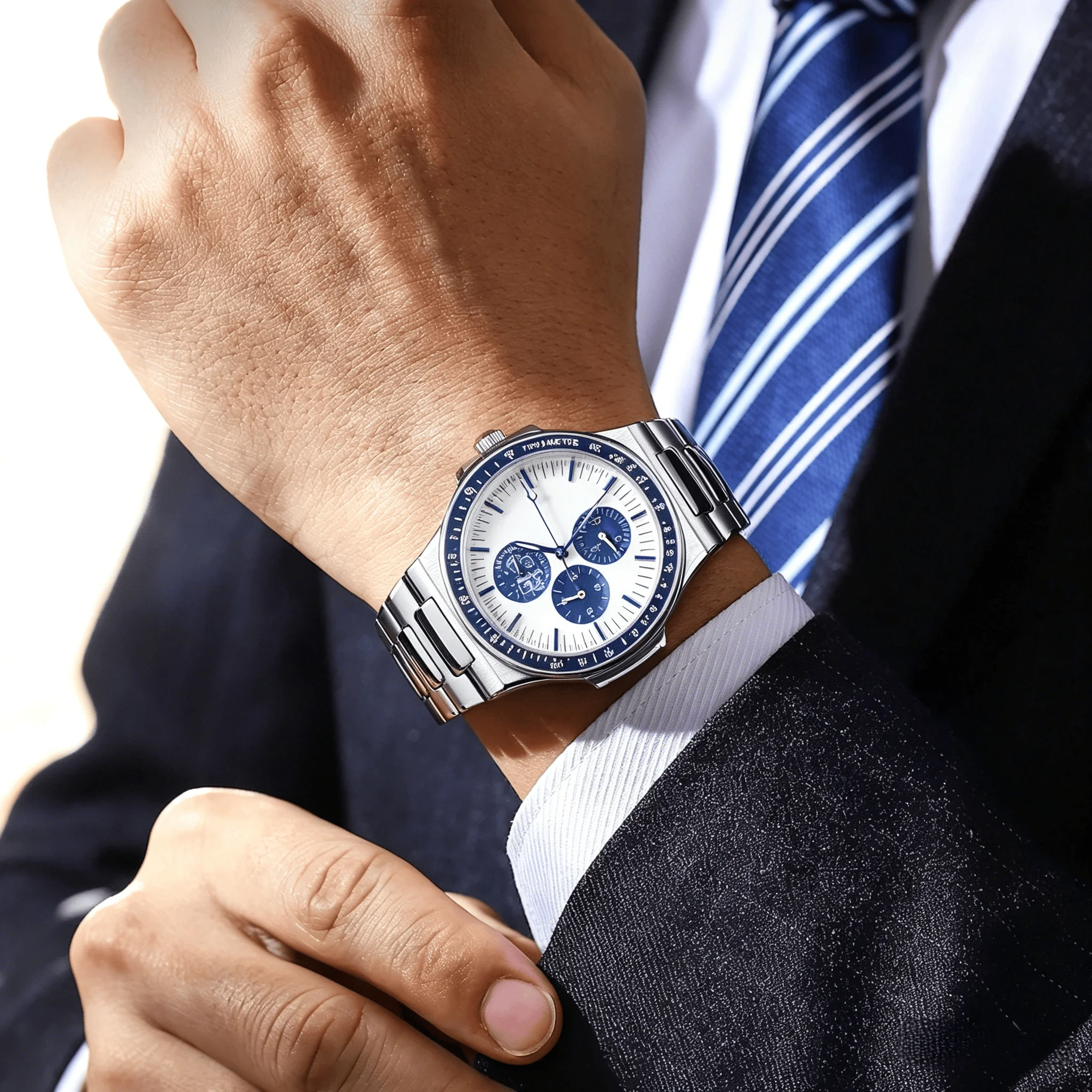 Luminous Calendar Luxury Men's Quartz Watch - Stainless Steel, Waterproof, Sporty Design