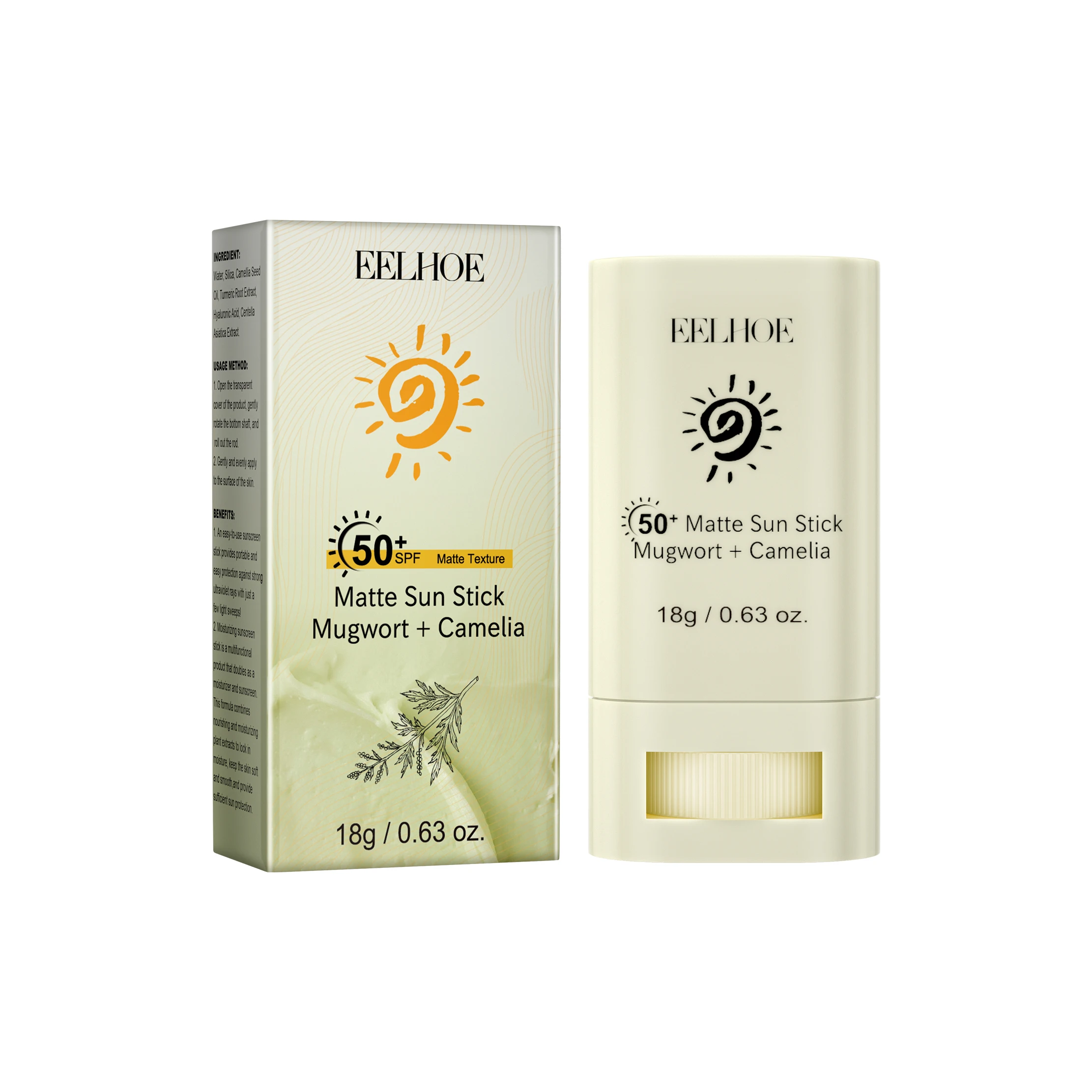 Matte Sunscreen Stick Facial Body SPF50+ UV Protective Cream Oil-control Body Sunblock Protector Solar Sunscreen Cream 18g