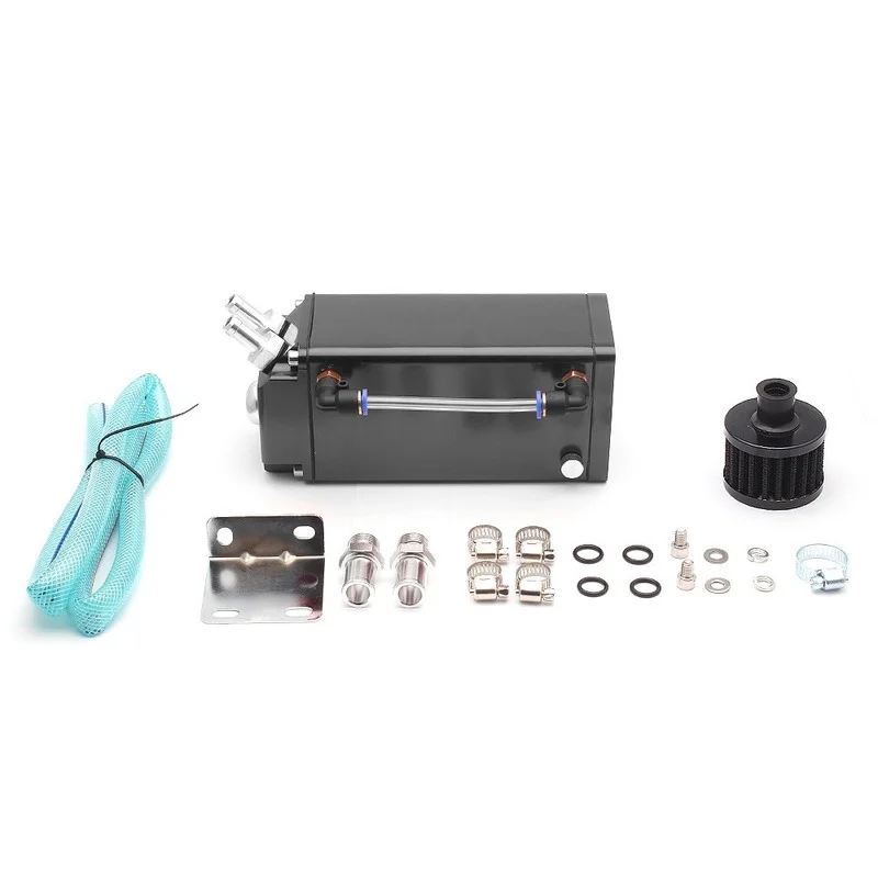 

1 set 860ml Square Billet Aluminum Engine Oil Catch Tank Can Reservoir Breather Universal Reservoir Breather Tank Can Kit