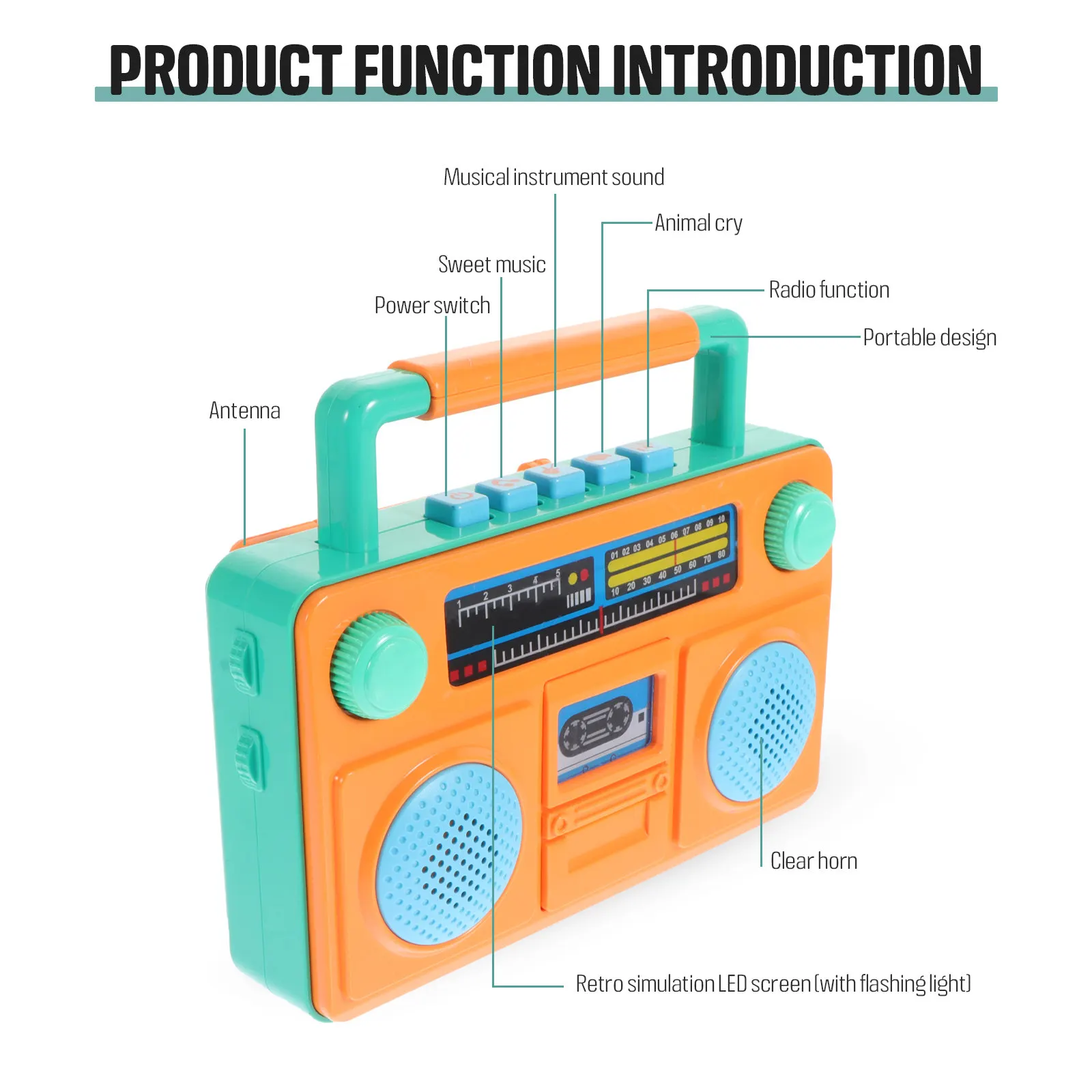 시뮬레이션 라디오 어린이 교육용 장난감 인터랙티브 어린이 학습 가전제품 가짜 라디오 역할극 엔터테인먼트