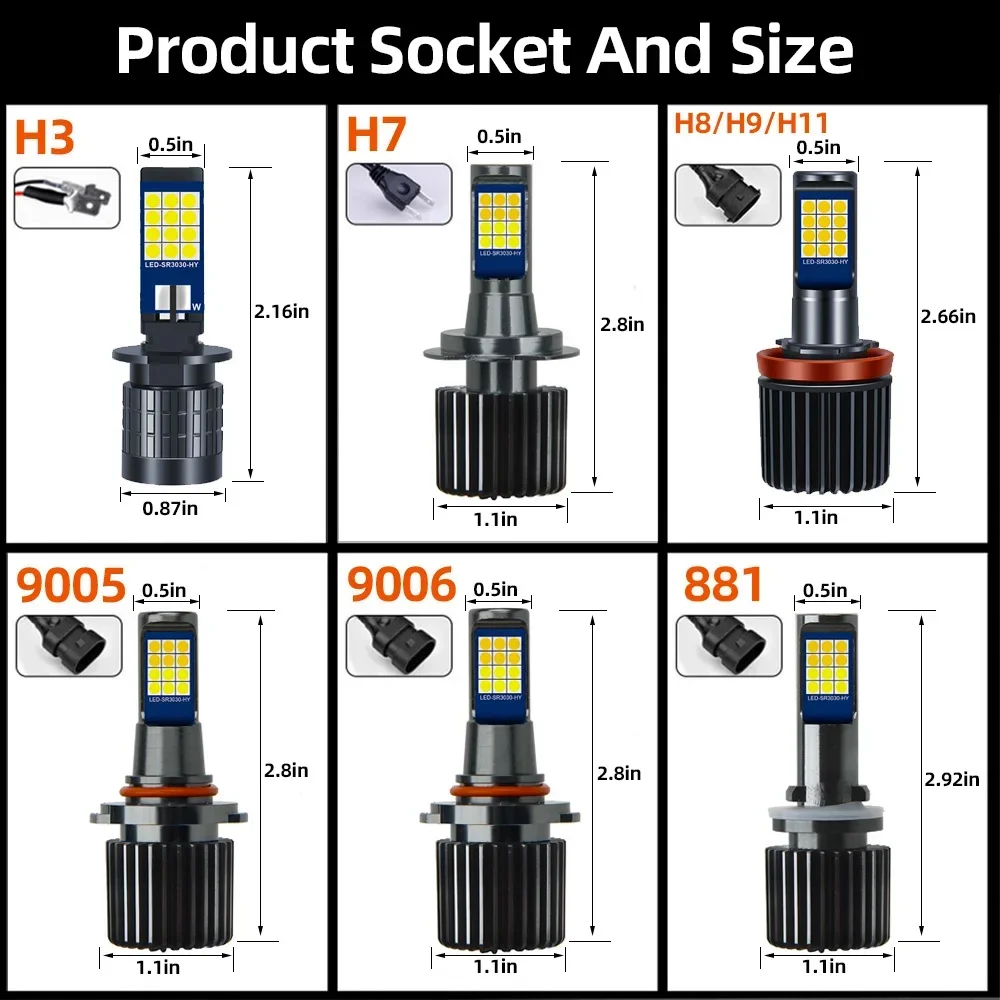 H11 H8 H7 H3 9006 HB4 9005 HB3 LED Auto Lamp Car Anti Strobe Flash Fog Light Bulb 6000K 2Pcs led light,led bulb,led fog light,fog and headlight bulbs